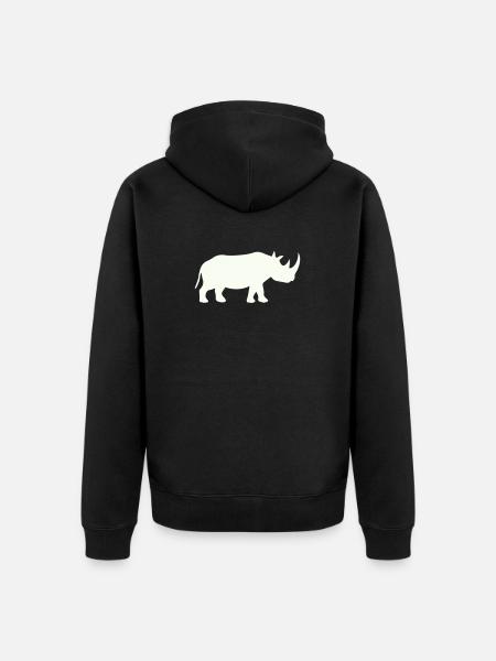 Rhino Silhouette Powerful Minimal - Unisex Premium Organic Zip Hoodie - black