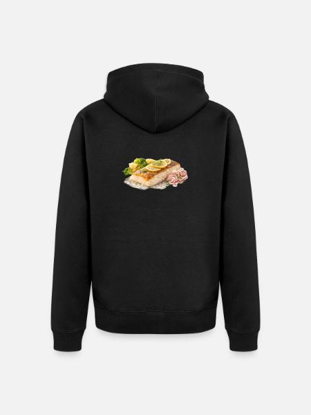 Lemon Dill Salmon Fillet - Unisex Premium Organic Zip Hoodie - black