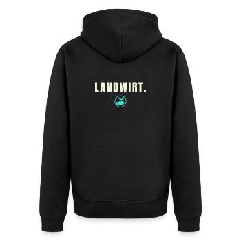 Landwirt Success Edition - Hand & Apfel - Unisex Premium Bio Zip Hoodie - Schwarz - Hinten - Nico (187cm)