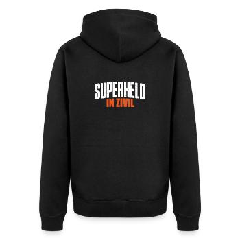 Superheld In Zivil Superhero Superhelden Kostüm - Unisex Premium Bio Zip Hoodie - Schwarz - Hinten - Nico (187cm)