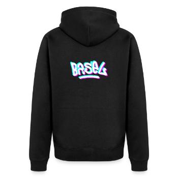 Basel Tag Graffiti - Unisex Premium Bio Zip Hoodie - Schwarz - Hinten - Nico (187cm)