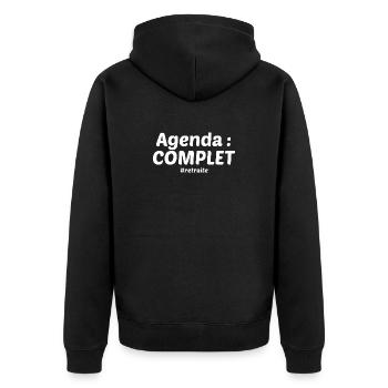 Agenda complet retraité - Veste à capuche bio Premium Unisexe - noir - Dos - Nico (187cm)