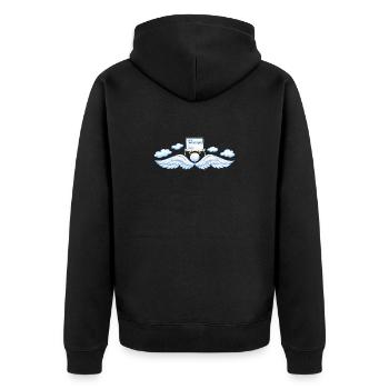 Schutzengel und künstliche Intelligenz – Humor - Unisex Premium Bio Zip Hoodie - Schwarz - Hinten - Nico (187cm)