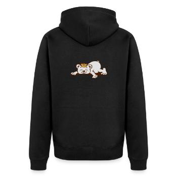 Bär mit Krone schläft - Unisex Premium Bio Zip Hoodie - Schwarz - Hinten - Nico (187cm)