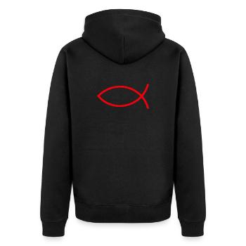 Jésus poisson Ichthys poisson poisson poisson - Veste à capuche bio Premium Unisexe - noir - Dos - Nico (187cm)