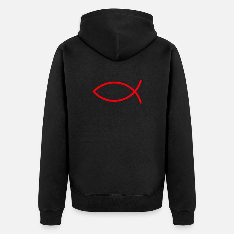 Jésus poisson Ichthys poisson poisson poisson - Veste à capuche bio Premium Unisexe - noir