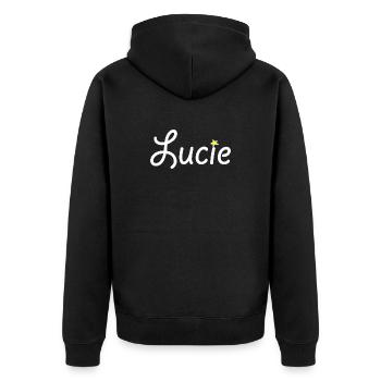 Lucie - Unisex Premium Bio Zip Hoodie - Schwarz - Hinten - Nico (187cm)