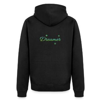Dreamer - Unisex Premium Bio Zip Hoodie - Schwarz - Hinten - Nico (187cm)