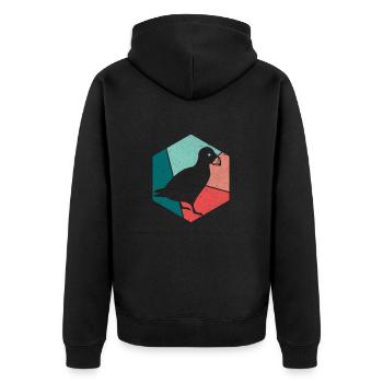Papageitaucher Puffin Papageientaucher Vintage - Unisex Premium Bio Zip Hoodie - Schwarz - Hinten - Nico (187cm)