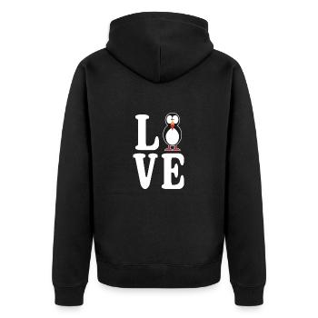 Papageitaucher Liebe Puffin Papageientaucher - Unisex Premium Bio Zip Hoodie - Schwarz - Hinten - Nico (187cm)