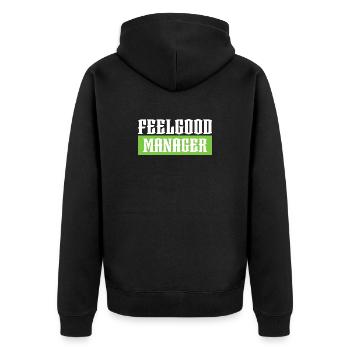 Feelgood manager green tshirt black - Unisex Premium Organic Zip Hoodie - black - Back - Nico (187cm)