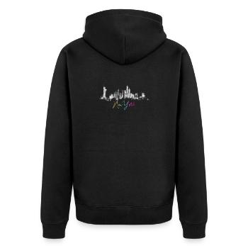 Urban Skyline Watercolor Design New York NYC - Unisex Premium Organic Zip Hoodie - black - Back - Nico (187cm)