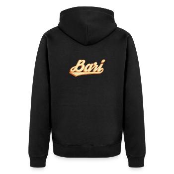 Vintage Bari lettering - Unisex Premium Organic Zip Hoodie - black - Back - Nico (187cm)
