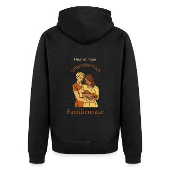 Voici mon espace de vie : une familiale - Veste à capuche bio Premium Unisexe - noir - Dos - Nico (187cm)