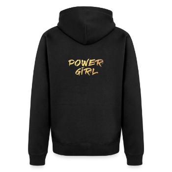 Power Girl Gold Mädchen Energie Handschrift deluxe - Unisex Premium Bio Zip Hoodie - Schwarz - Hinten - Nico (187cm)