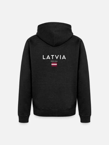 Latvian flag, Latvian pride - Unisex Premium Organic Zip Hoodie - black