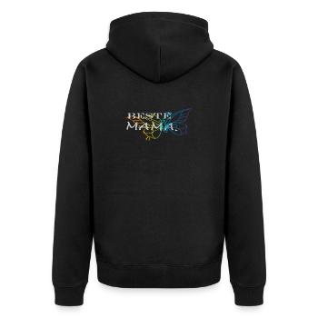 beste Mama - Unisex Premium Bio Zip Hoodie - Schwarz - Hinten - Nico (187cm)