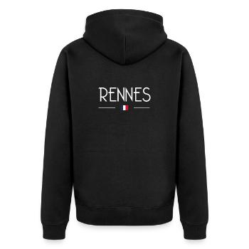 Rennes - Unisex Premium Bio Zip Hoodie - Schwarz - Hinten - Nico (187cm)