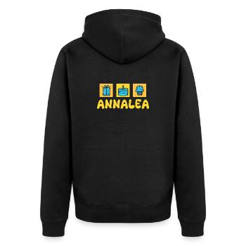 Gift for Annalea - Unisex Premium Organic Zip Hoodie - black - Back - Nico (187cm)