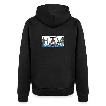 Havets Viking - Der Wikinger des Meeres - Unisex Premium Bio Zip Hoodie - Schwarz - Hinten - Nico (187cm)