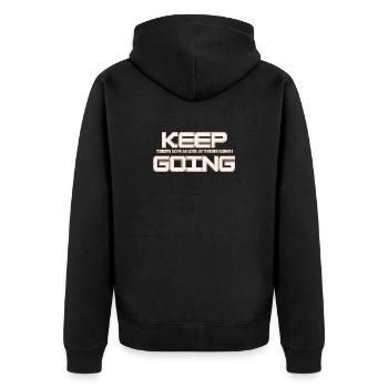 Keep Going: Hope in large letters - Unisex Premium Organic Zip Hoodie - black - Back - Nico (187cm)