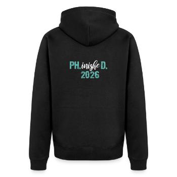 Doktor 2026 Abschluss Philister Dissertation Phd - Unisex Premium Bio Zip Hoodie - Schwarz - Hinten - Nico (187cm)