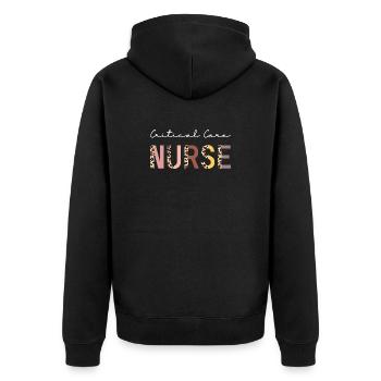 Critical Care Nurse CCN Boho Design - Unisex Premium Organic Zip Hoodie - black - Back - Nico (187cm)