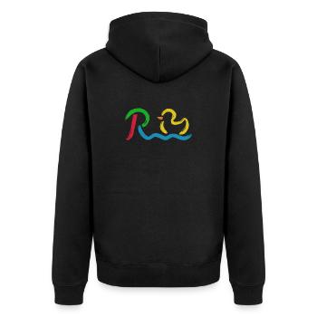 Endlich Rente - Ruhestand - Pension - Unisex Premium Bio Zip Hoodie - Schwarz - Hinten - Nico (187cm)