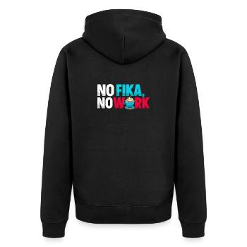 No Fika No Work – Schwedische Kaffeepause Typografie - Unisex Premium Bio Zip Hoodie - Schwarz - Hinten - Nico (187cm)