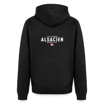 Francais De Papiers Alsacien De Coeur Dame T-Sh... - Veste à capuche bio Premium Unisexe - noir - Dos - Nico (187cm)