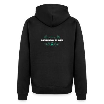 Conception des ornements pour joueurs de badminton - Veste à capuche bio Premium Unisexe - noir - Dos - Nico (187cm)