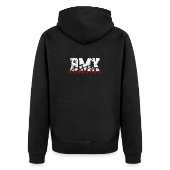 BMX Herzschlag Grafik - Unisex Premium Bio Zip Hoodie - Schwarz - Hinten - Nico (187cm)