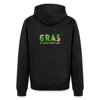 Gras Ist Nicht Immer Grün - Unisex Premium Bio Zip Hoodie - Schwarz - Hinten - Nico (187cm)