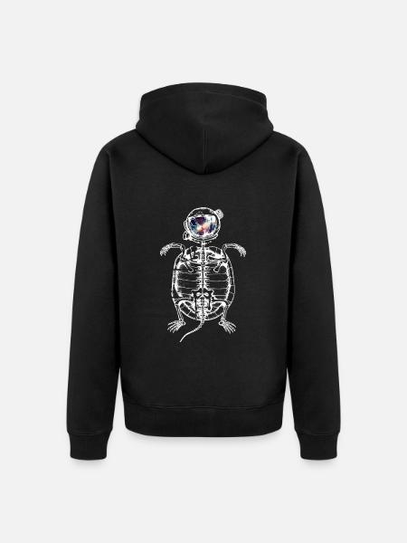 Astronaut Turtle Skeleton, Surreal Design - Unisex Premium Organic Zip Hoodie - black