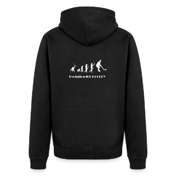 Evolution Eishockey, Ice Hockey - Unisex Premium Bio Zip Hoodie - Schwarz - Hinten - Nico (187cm)