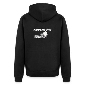 MOTORBIKE ADVENTURE - Unisex Premium Bio Zip Hoodie - Schwarz - Hinten - Nico (187cm)