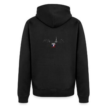 Paris Skyline Linie Kunst - Unisex Premium Bio Zip Hoodie - Schwarz - Hinten - Nico (187cm)