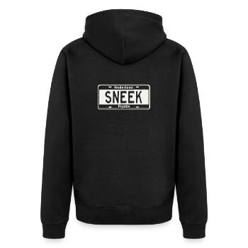 T-Shirt Sneek Hoodie Ijsselmeer Holland - Unisex Premium Bio Zip Hoodie - Schwarz - Hinten - Nico (187cm)