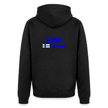 Lahti Finland- Stylish prints - Unisex Premium Organic Zip Hoodie - black - Back - Nico (187cm)