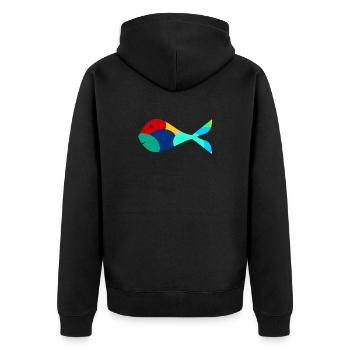 FISH. SARDINE. APRIL FOOL. SEA. OCEAN - Unisex Premium Organic Zip Hoodie - black - Back - Nico (187cm)