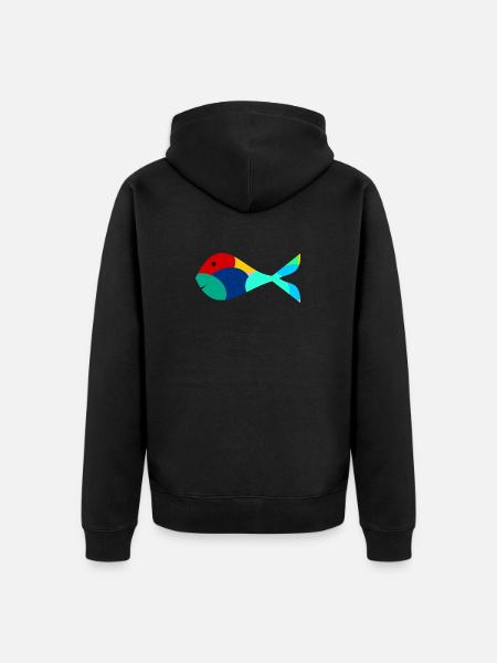 FISCH. SARDINE. APRILSCHERZ. MEER. OZEAN - Unisex Premium Bio Zip Hoodie - Schwarz