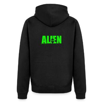 alien shadow - Unisex Premium Organic Zip Hoodie - black - Back - Nico (187cm)