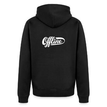 Offline Statement - Unisex Premium Organic Zip Hoodie - black - Back - Nico (187cm)