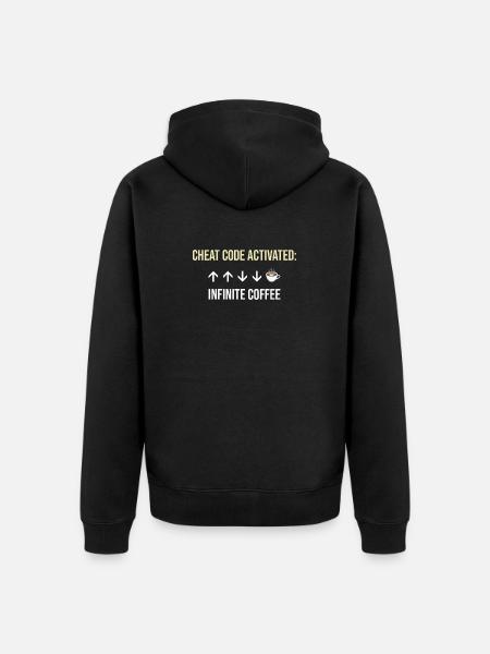 Infinite Coffee Active Cheat Code - Unisex Premium Organic Zip Hoodie - black