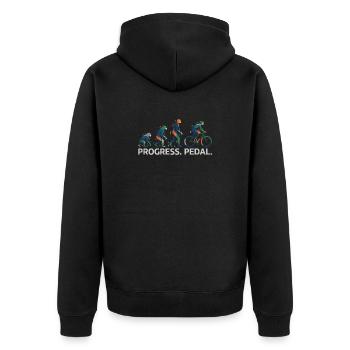Entwicklung des Progress-Pedals - Unisex Premium Bio Zip Hoodie - Schwarz - Hinten - Nico (187cm)