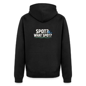 Geheimes Angelplatz – Frag Nicht Nach - Unisex Premium Bio Zip Hoodie - Schwarz - Hinten - Nico (187cm)