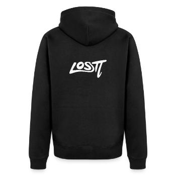 Verlorenes Graffiti-Wortzeichen - Unisex Premium Bio Zip Hoodie - Schwarz - Hinten - Nico (187cm)