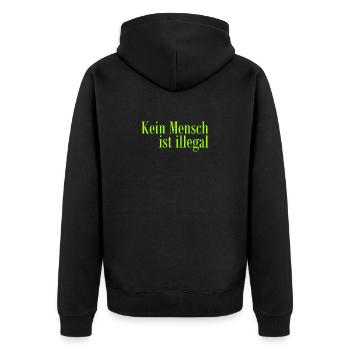 Kein Mensch ist illegal - Migration - Illegalität - Unisex Premium Bio Zip Hoodie - Schwarz - Hinten - Nico (187cm)