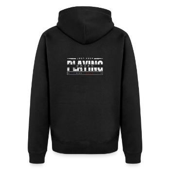 Spiel weiter White-Poker - Unisex Premium Bio Zip Hoodie - Schwarz - Hinten - Nico (187cm)