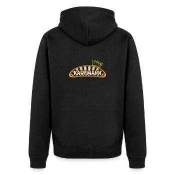 Job Kaufmann - Unisex Premium Bio Zip Hoodie - Schwarz - Hinten - Nico (187cm)